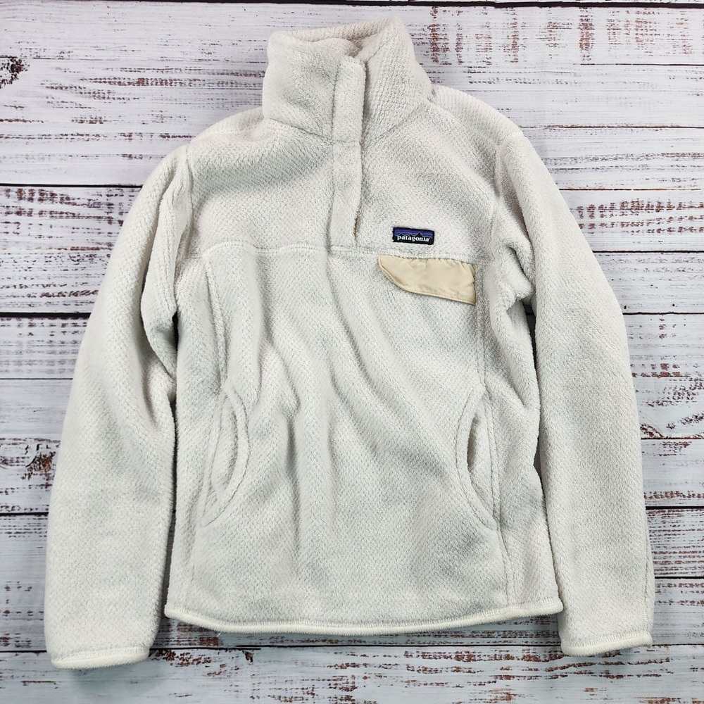 Patagonia Re-Tool Snap-T Pullover Women's S Ivory Cream Polartec Fleece 25442